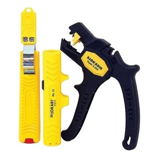 Jokari - Kabelverarbeitungs-Set + Kabelmesser Kabel-Entmanteler und Abisolierzange