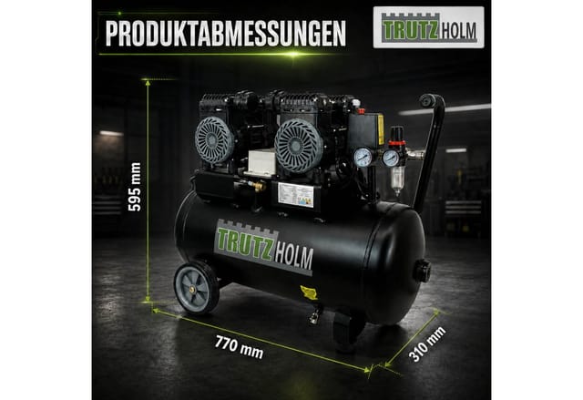 Premium Brushless Silent Flüsterkompressor 50L 1800W 62dB 8 bar Kompressor ölfrei & leise