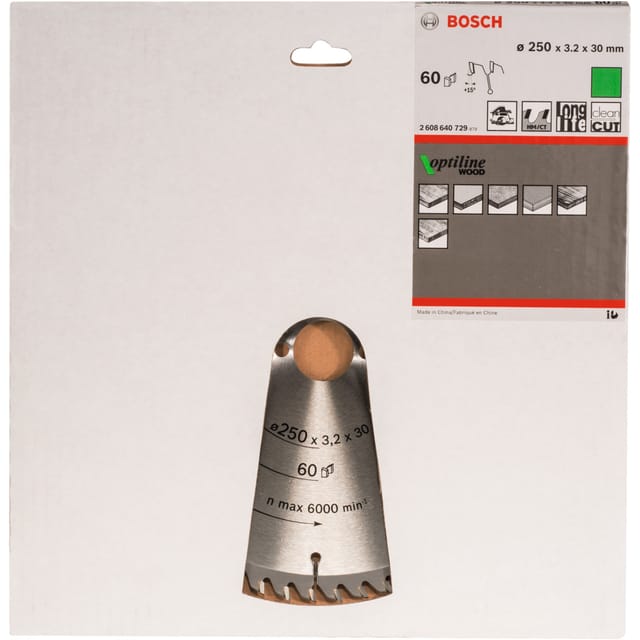 Bosch PRO Wood Kreissägeblatt, 250 x 3,2 x 30 mm, T60