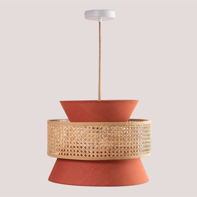 Sklum - Deckenlampe aus Rattan Yereh Rot Acryl