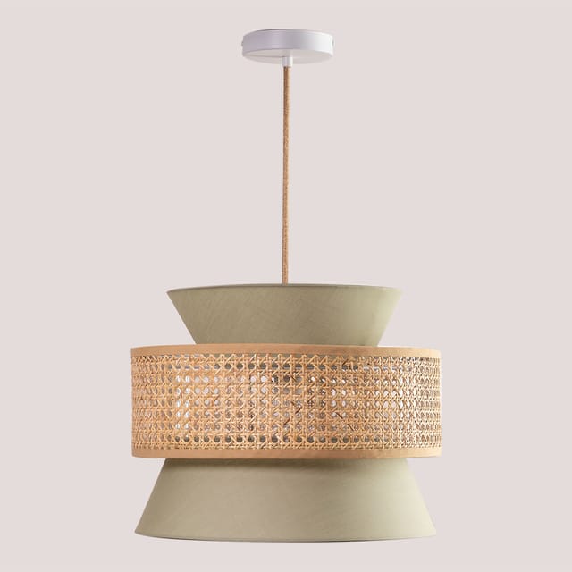 Deckenlampe aus Rattan Yereh Grün Olive - Sklum