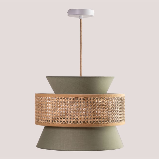 Deckenlampe aus Rattan Yereh Grün Caqui - Sklum