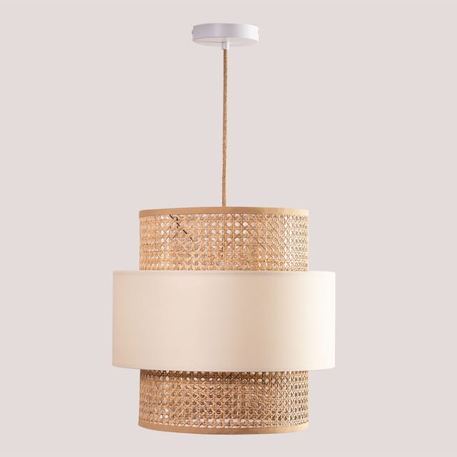 Sklum - Satu Rattan-Deckenleuchte Beige Leinen