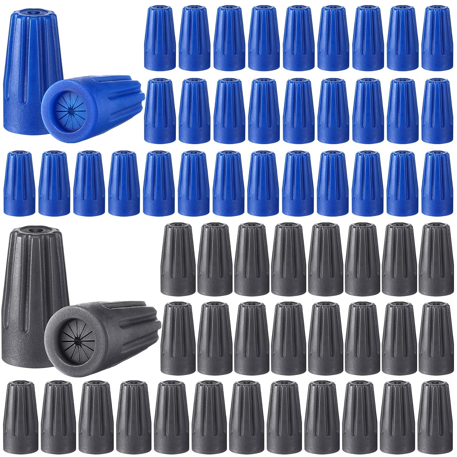 Fliti Packung Mit 150 Wasserdichten Elektrischen Außenverbindern 22 Awg-12 Awg (2,4 X 1,2 Cm, 2,4 X 1,3 Cm, Blau, Grau)