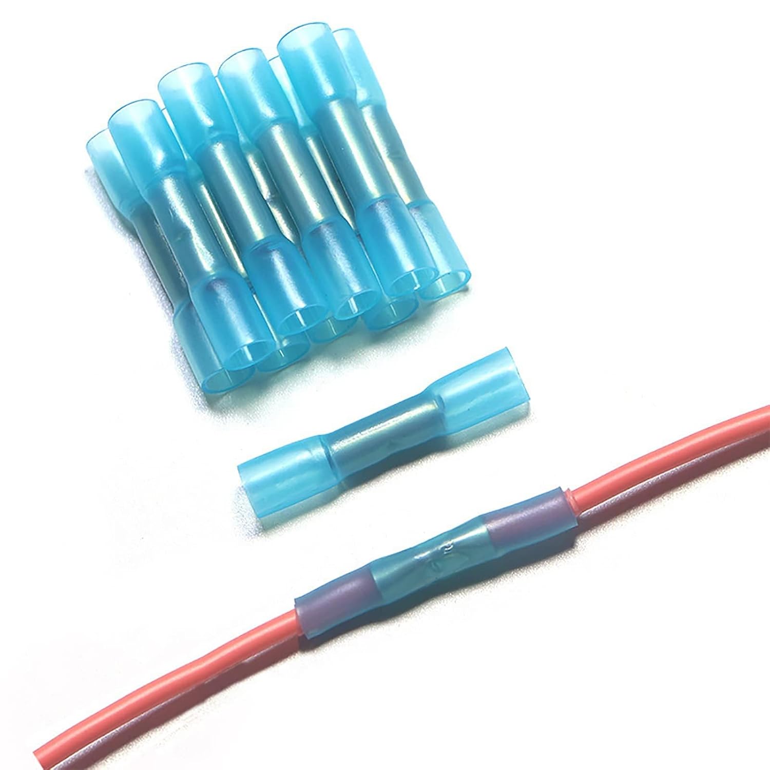 Fliti Packung Mit 20 Bht 2 Schrumpfschläuchen, Ummantelten Steckverbindern, Elektrischem Zubehör (16-22 Awg), Wasserdichten Klemmenblöcken, Kabeln Für Mähroboter, Kfz-zubehör - Blau, Verdrillt, Kupfer