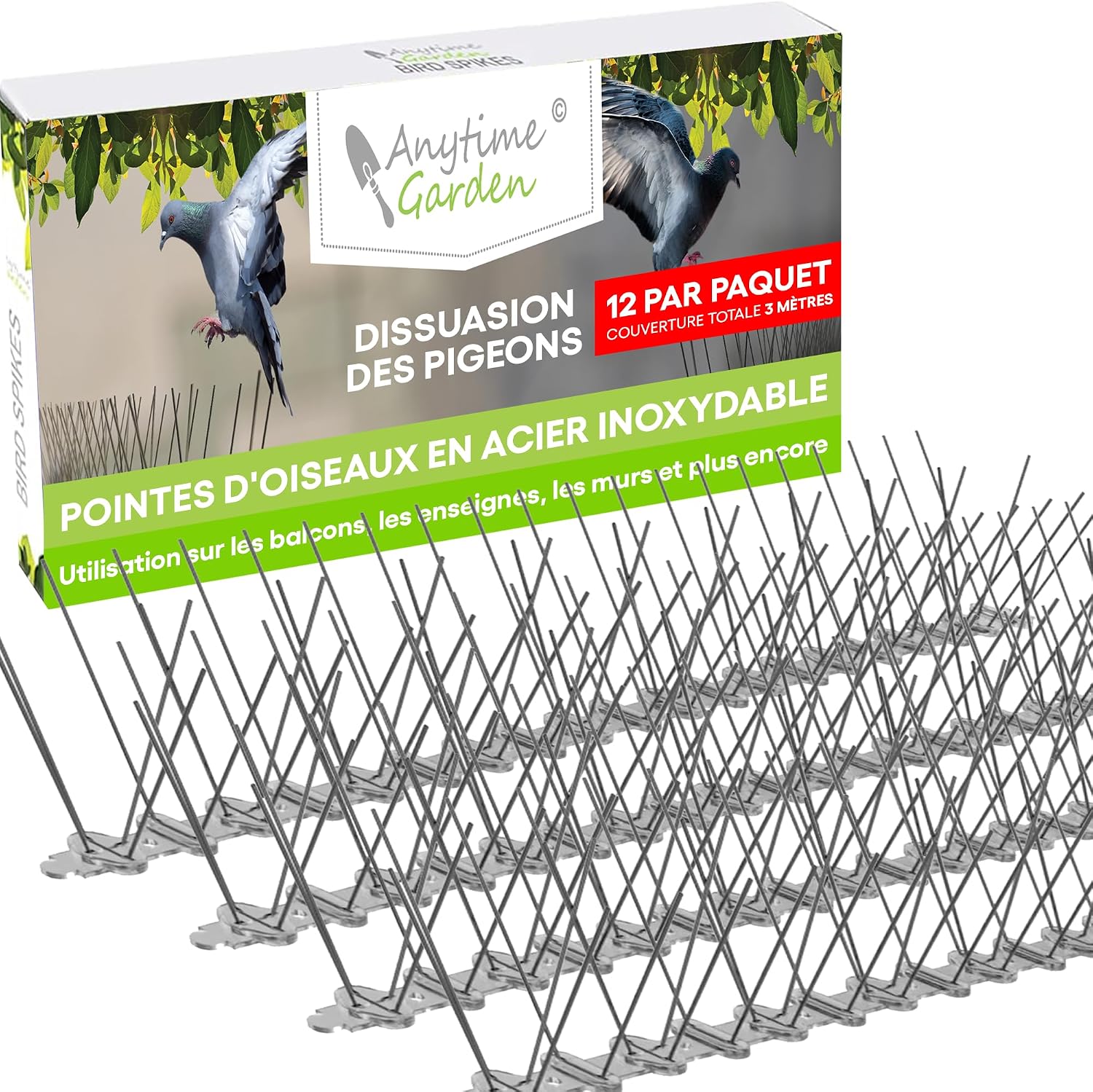 Fliti Edelstahl-vogelabwehrspitzen – Langlebiger Taubenschutz – Wirkt Stark Abschreckend Auf Vögel, Krähen Und Spechte – Einfache Montage Und Demontage, 3 M (10 Fuß)