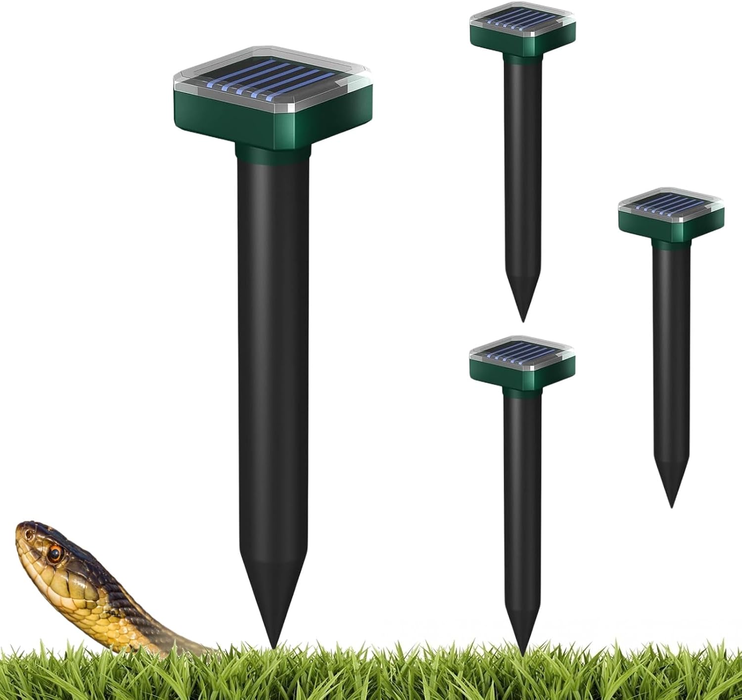 Fliti Leistungsstarkes Schlangenabwehrmittel Für Garten Und Außenbereich, Wasserdichtes Schall-solar-abwehrmittel – Sicher Für Haustiere Und Kinder, Hält Schlangen Von Garage, Rasen Usw. Fern.