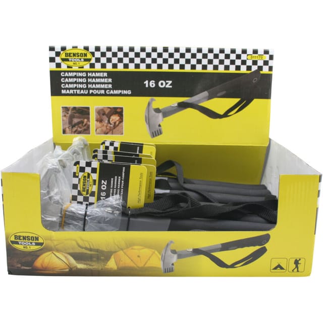 EDM - Benson Outdoor Camping Hammer 16 oz – Ideal zum Einschlagen und Herausziehen von Zeltheringen, robuste Stahlkopfkonstruktion, ergonomischer