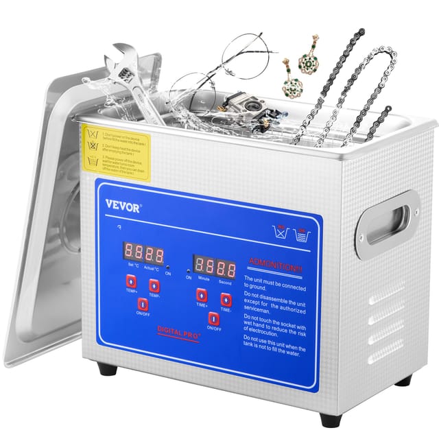 Professioneller Ultraschallreiniger, 2,85 L Ultraschall-schmuckreiniger Mit Digitalem Timer Und Heizung, Edelstahl-industrie-schallreiniger 40 Khz Für Brillen, Uhren, Ringe, Kleinteile - Vevor
