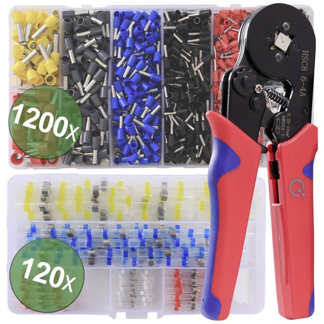 22T008 22T008 Crimpzangen-Set Aderendhülsen 0.25 bis 10 mm² Inkl. Aderendhülsensortiment - Quadrios