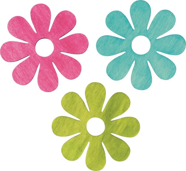 Glorex Blumen Holz bunt gemischt 24 Stück Deko-Accessoires