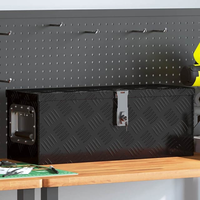 Aufbewahrungsbox Schwarz 60x23,5x23 cm Aluminium - Vidaxl