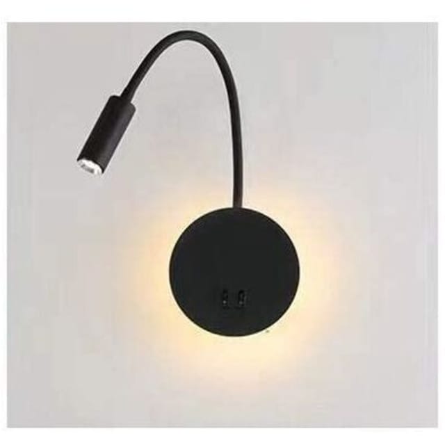 3+8W LED-Nachttischlampe, flexible LED-Leselampe Swan (Schwarz), Wandmontierte LED-Leselampe mit Schalter, Warmweiß 3000K, Modern