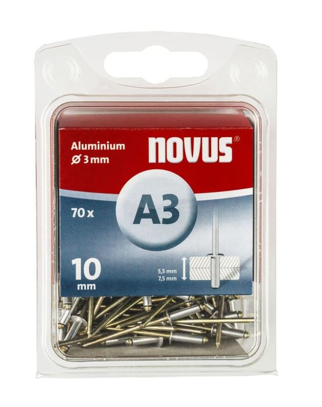 Novus Blindnieten Typ A3/10 Aluminium 70 Stück Blindnieten