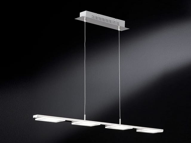 LED Pendelleuchte VERSO modern 4-flammig Silber matt, Breite 87cm