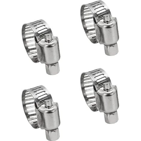 4-teiliges Verstellbares Schlauchschellen-set Aus Edelstahl (6-12 Mm), Metall, Für Rohre, Gas, Wasser, Kabel Und Wasserhähne