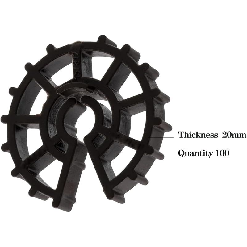 Packung Mit 100 Bewehrungsabstandshaltern Für Bewehrungsstahl Mit 6 Bis 12 Mm Durchmesser, 20 Mm Betondeckung, Zur Vertikalen Befestigung, Stahlbetonplattenbewehrung, Zum Einklipsen In Schalungen, Kun