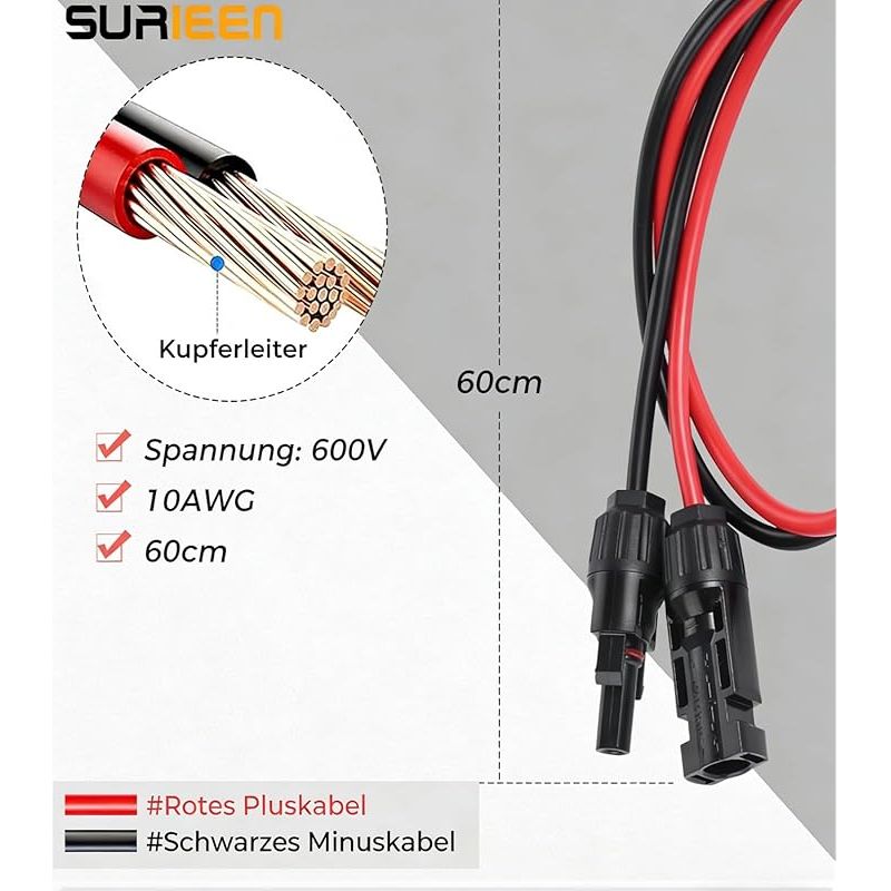 Anderson Solarstecker Auf 50a Anschlusskabel, 10 Awg Stecker Für Solarpanel, Wohnmobil-anschlusssets