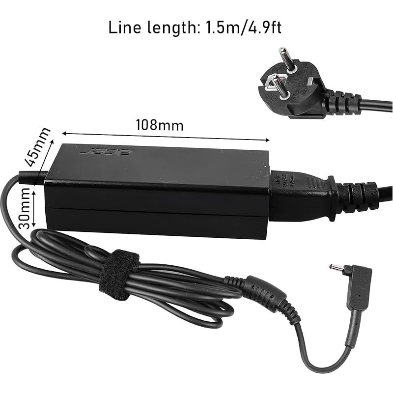 45-w-netzteil Für Acer-laptops – Ladekabel Mit Pflaumenblütenförmigem Stecker – Eu-kabel Für Acer Aspire A315-23, A315-24p, A315-35, A317-53, A317-54, A317-55p, A115-32, A314-22