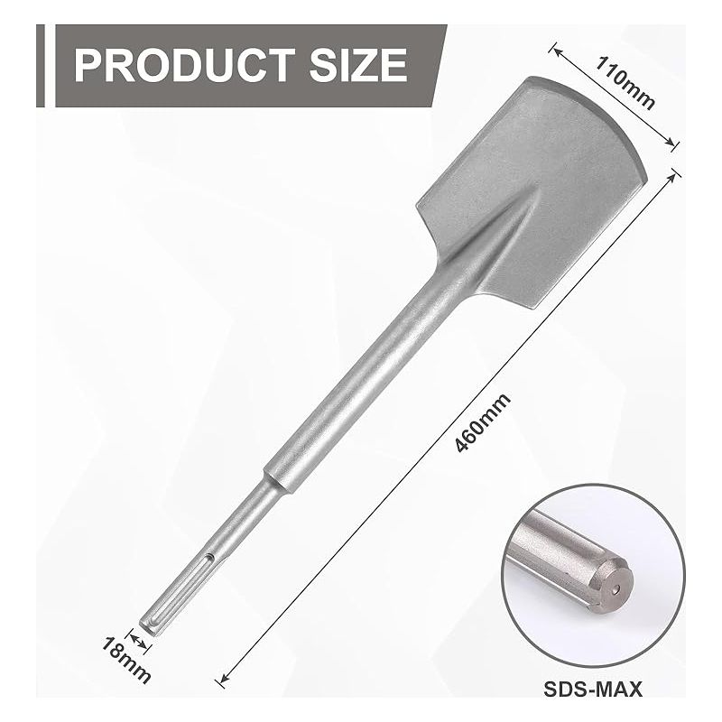 Sds-max Spatenmeißel, Asphaltmeißel 110 X 460 Mm, Sds-max Flachmeißel, Zum Entfernen Von Hartem Lehm Und Losem Beton