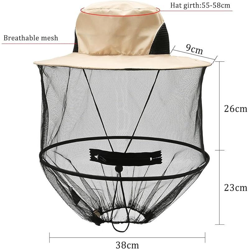 Anti-mückenhut, Faltbares Moskitonetz Zum Schutz Vor Mücken, Ideal Für Imkerei, Outdoor-aktivitäten, Wandern, Camping, Angeln Und Gartenarbeit (beige)