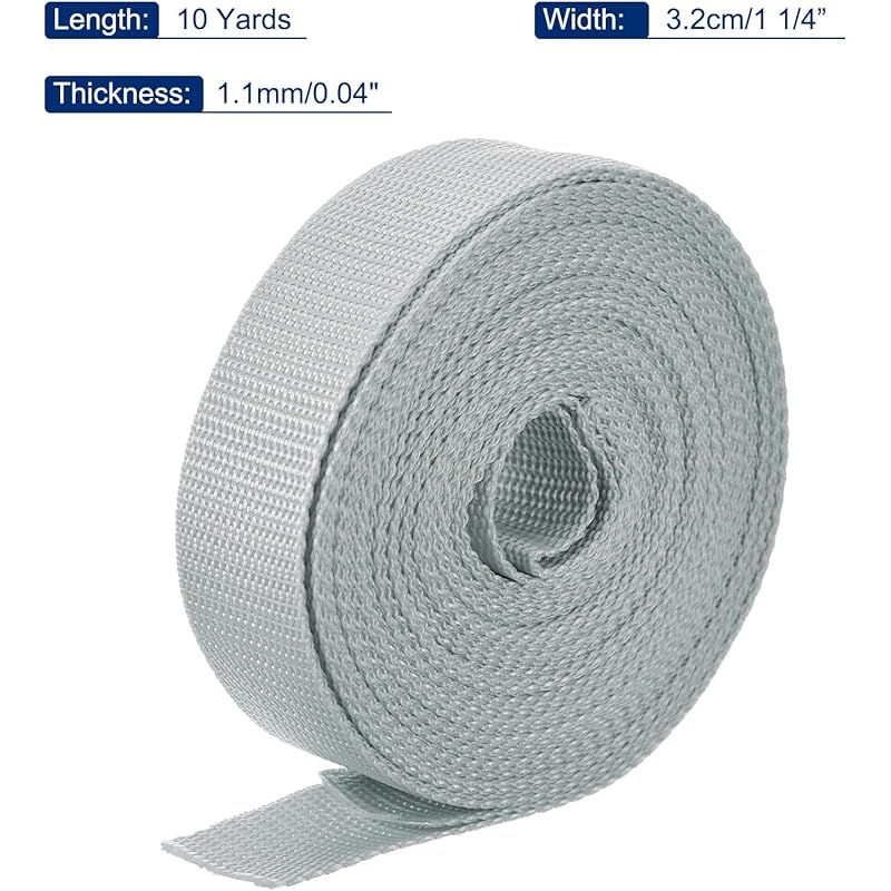 Leichter 3,8 Cm X 9,1 M Polypropylen-rucksackgurt, Hellgraues Gurtband Für Outdoor-gepäck Und Fracht.
