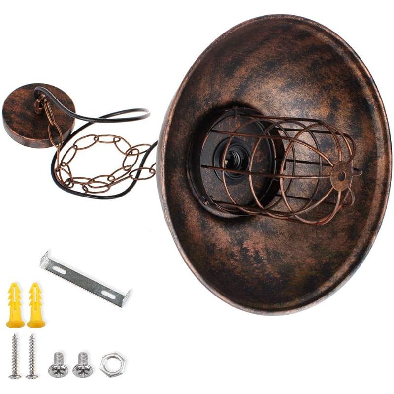 Industrielle Pendelleuchte, Ø33cm Industrieller Kronleuchter Deckenleuchte Metalllampenschirm Dekorative Beleuchtung E27 Für Wohnzimmer Küche Bar Loft (kupferrost)