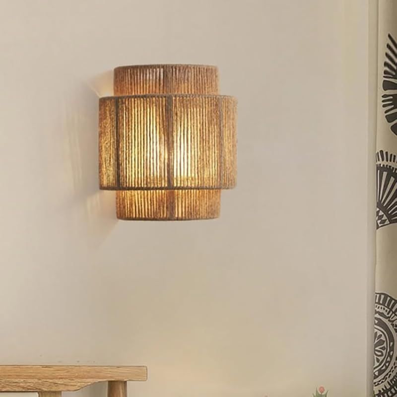 9-zoll-wandleuchten Aus Rattan, Boho-wandleuchten Mit Hanfseil, Rustikale Wandleuchten Für Schlafzimmer, Eingangsbereich, Wandbeleuchtung, Moderne Wandleuchte Im Bohème-stil