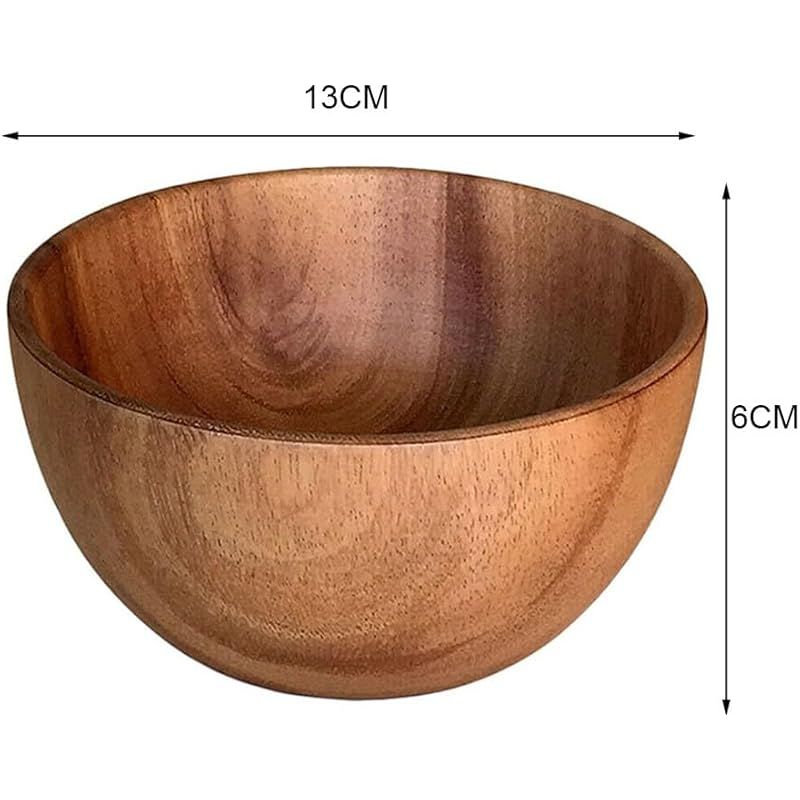 Carpango Tragbare Und Abwaschbare, Bruchfeste Salatschüssel Aus Holz Für Obst Und Reis (13 X 6 Cm)