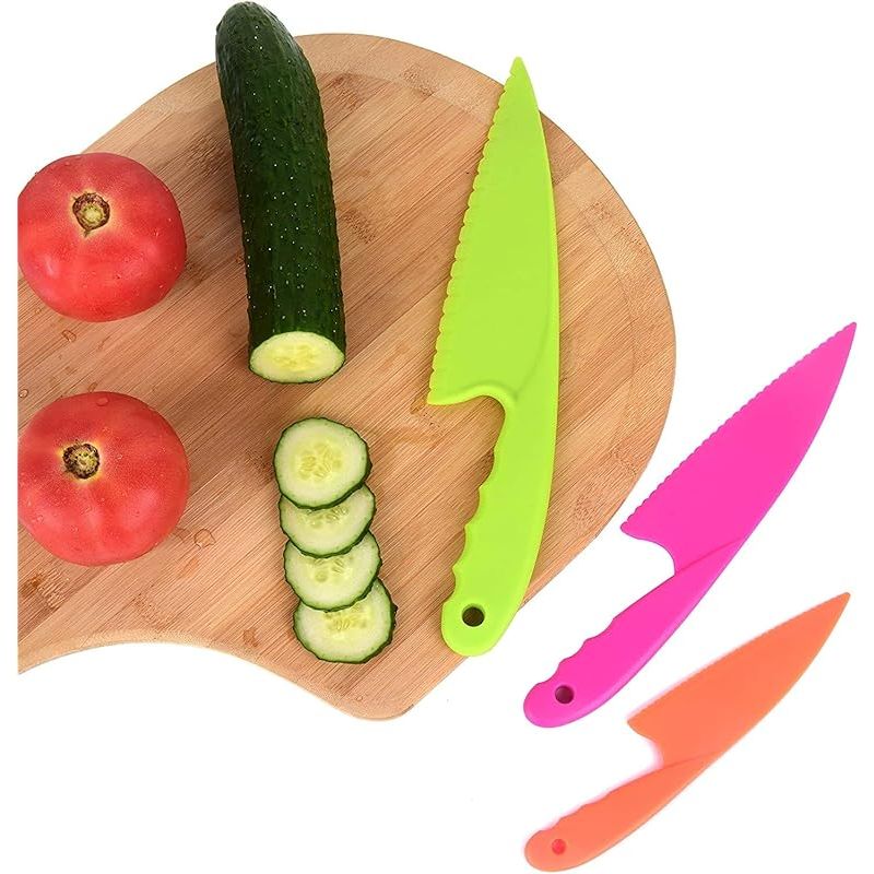 Kunststoff-küchenmesser, 3er-pack Kindersichere Nylon-gemüsemesser In 3 Größen Für Brot, Salat, Bpa-frei