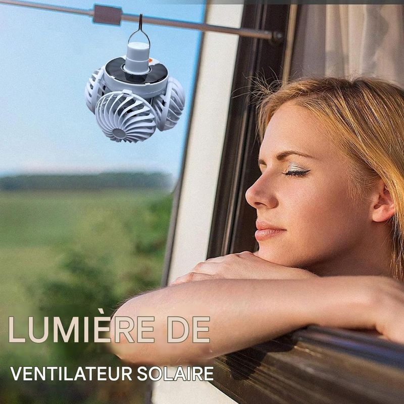 Solarventilator Fürs Camping – Solarventilator Mit Deckenleuchte, Faltbar, Extrem Leise, Für Drinnen, Draußen Und In Der Garage – Campingzubehör