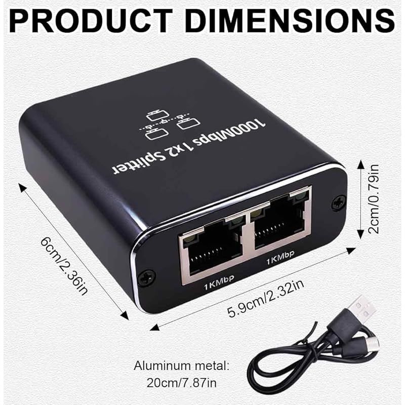 2-port 1000-mbit/s-rj45-switch, Dual-splitter Für Computer, 1-zu-2-ethernet-kabelsplitter Für Computer, Hub, Switch, Router, Set-top-box, Digitalfernsehen