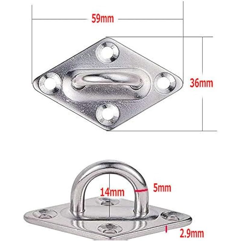 Set Mit 2 Hängemattenhaken Aus Edelstahl 304 Inklusive Schrauben, Wand-/deckenbefestigungshaken Zum Aufhängen Von Hängemattenstühlen/schaukeln, 5 Mm X 60 Mm