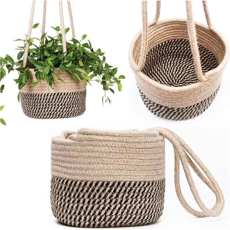Hängender Pflanzkorb, Hängender Blumentopf Aus Juteseil, Geflochtener Blumentopf Für Drinnen Und Draußen, Für Pflanzen Und Blumentöpfe, Balkon