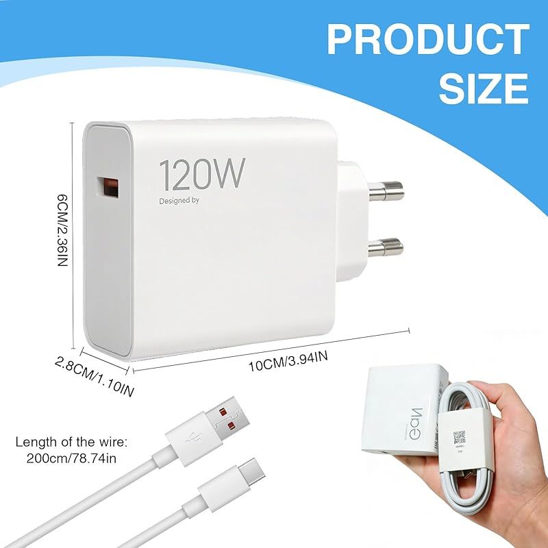 120-w-usb-c-ladegerät Für Xiaomi 15 Ultra/13, 12, 11/14 Pro, Redmi K60 Pro/k70/k80 Pro/k80, Schnellladegerät Mit 2 M Langem 6-a-usb-typ-c-kabel, 120-w-turbo-lade-netzteil Für Xiaomi