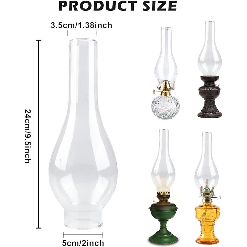 Glaslampenschirm Für Petroleumlampe, Öllampenschirm, Ersatzglas Für Vintage-petroleumlampe (sockel 5 Cm, Höhe 24 Cm)