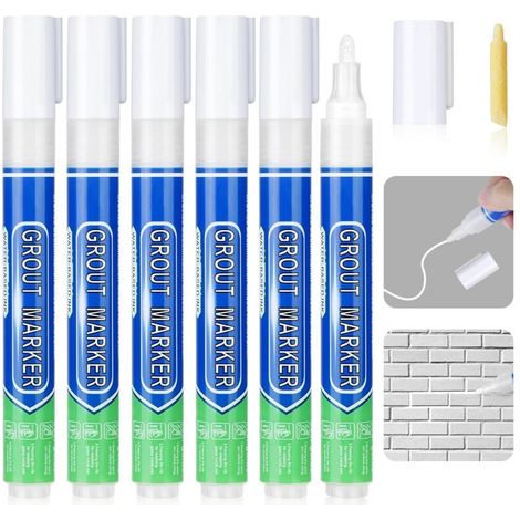Weißer Fugenmarker, 6-teiliges Set, Wasserfester Fugenmarker, Fugenrenovierer Für Badezimmer, Küche, Fliesen Und Böden