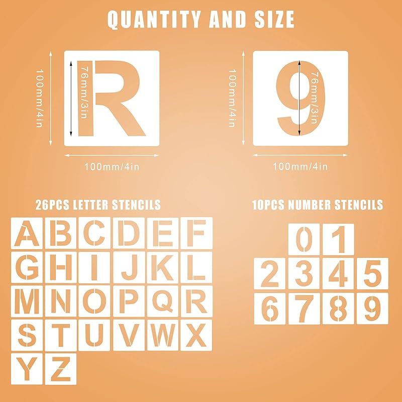 36 Stück Alphabete Numéro Pochoirs, 10 Cm Wiederverwendbares Plastik Pochoir De Lettres Pochoirs D'Artisanat De Numéros Für Kunstprojekte Dekoration Diy La Peinture