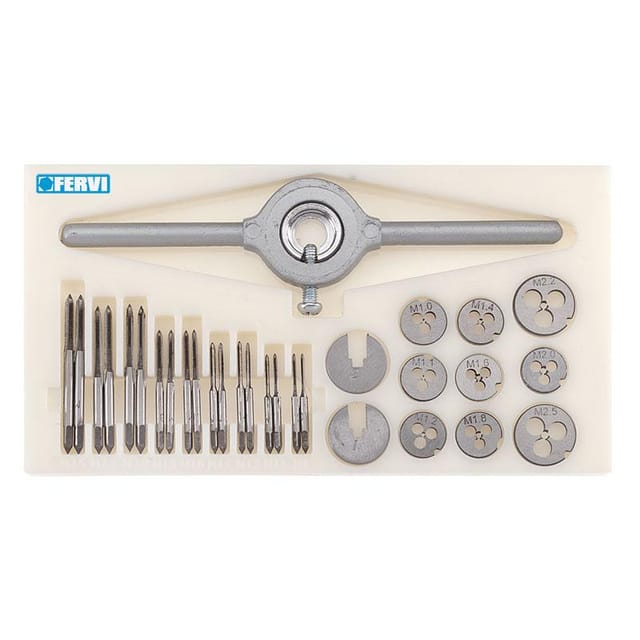 Fervi - HSS-Gewindebohrer- und Schneideisensatz 30-tlg. M1-M25 m030