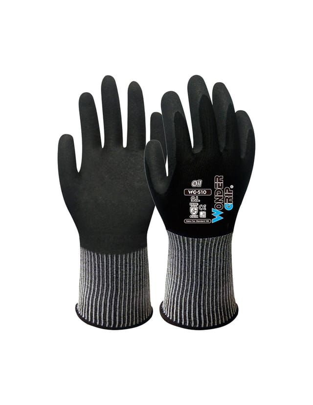 Handschuh aus Nylon und Spandex, Handfläche doppelt nitrilbeschichtet, Größe 09