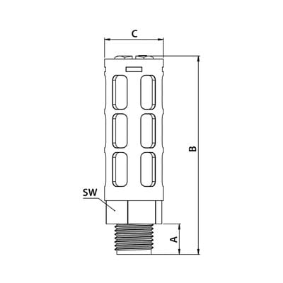 Riegler - Kunststoff-Schalldämpfer, Polyethylen-Dämpferelement, g 3/8