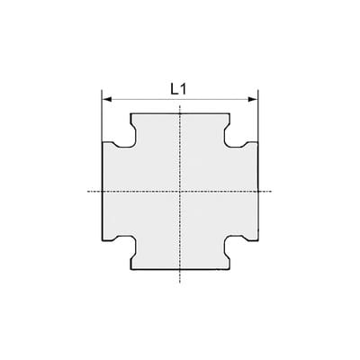 Kreuzstück, 4 x Innengewinde, g 3/4, Druck 16 bar, Messing blank - Riegler