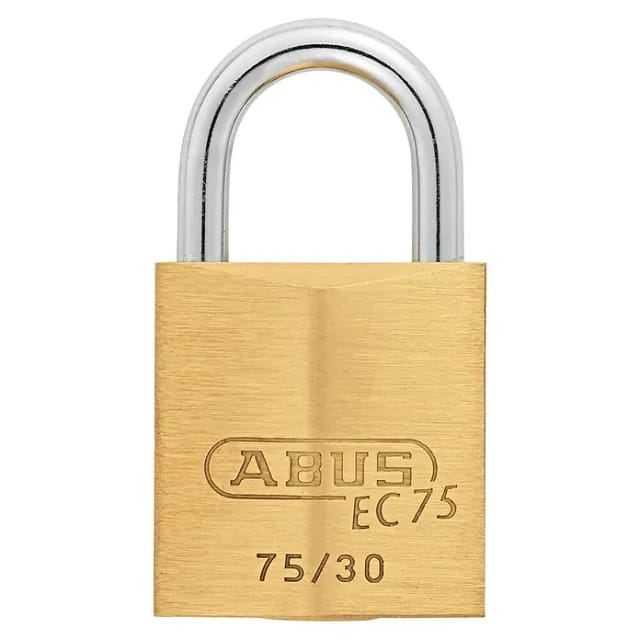 Abus - Zylindervorhangschloss 75/30 gl.-7341 Schlosskörperbreite 30 mm Messing gleichschließend