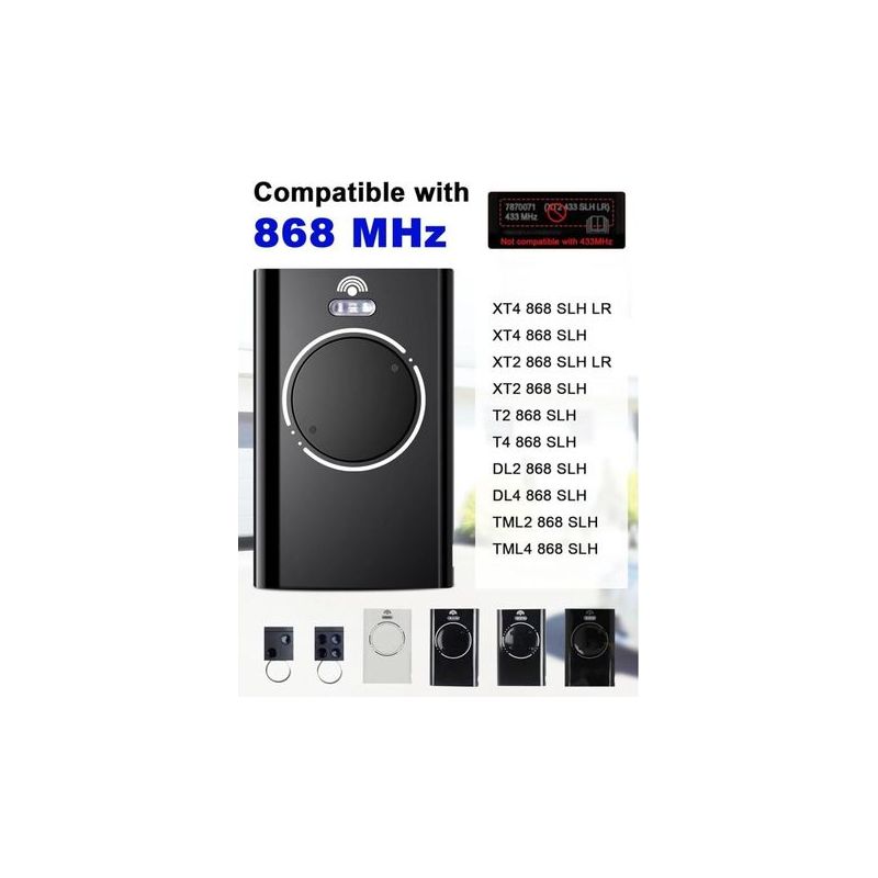Set Mit 2 Garagentor-fernbedienungen (868 Mhz), Kompatibel Mit Den Modellen Xt2 868 Slh Lr Und Xt4 868 Slh Lr, 2 Kanäle, Schwarz