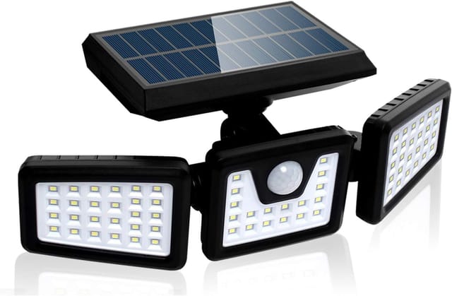 Soekavia - Solar-Sicherheitsleuchte mit Bewegungsmelder, leistungsstarker 3-flammiger Außenwandstrahler, 550 Lumen - RWLighting & Beleuchtung /