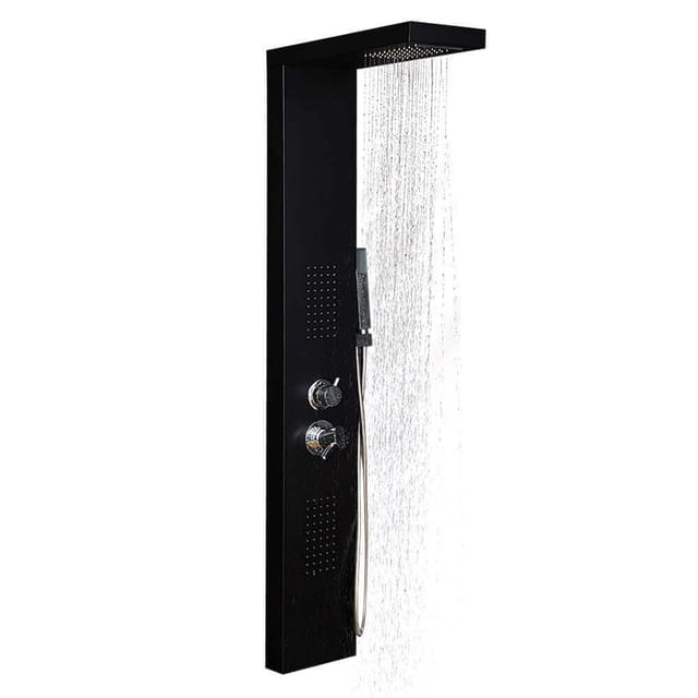 HOME DELUXE - Duschpaneel - CASCATA Schwarz - Maße: 142 x 20 x 50,5 cm, inkl. Tropenbrause und komplettem Zubehör Duschpaneele Duschpaneel Duschset