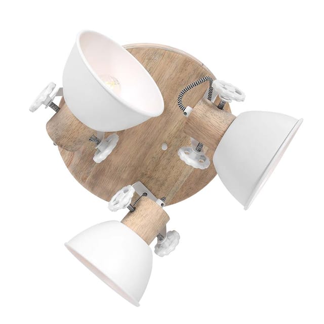 Mexlite - spot - Gearwood - weiß - metall gummibaumholz - ø 38cm