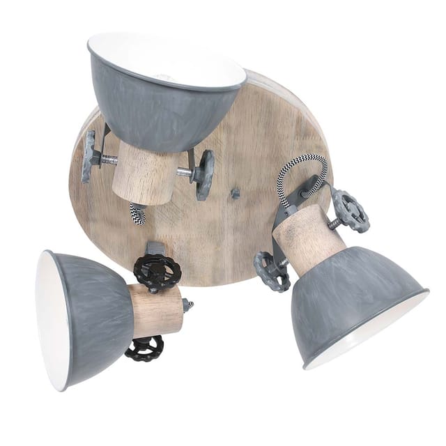 Steinhauer - Mexlite - spot - Gearwood - grau - metall gummibaumholz - ø 38cm