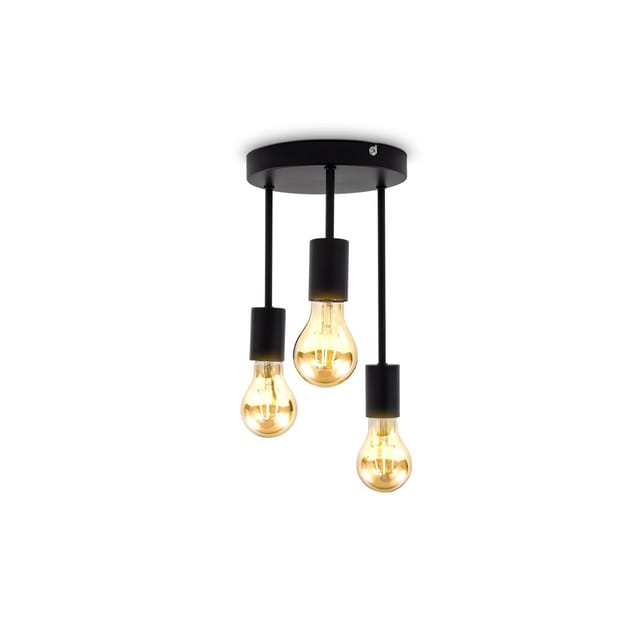 B.k.licht - Deckenlampe Ø19 cm - E27 Fassung, 3-flammig, retro, schwarz