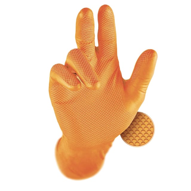 Nitrilhandschuhe orange - 50er Pack Größe 9 - Grippaz